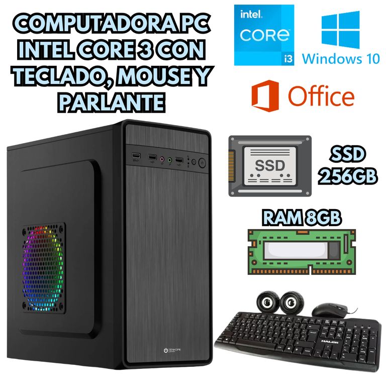 COMPUTADORA CORE I3 SSD 250GB RAM 8GB + ACCESORIOS