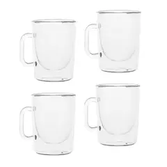 HYGGE - Set de 4 Tazas Alta Recta Doble Pared de Vidrio 90 ml