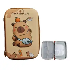 GENERICO - CARTUCHERA ORGANIZADORA 3D CAPIBARA CON NARANJA