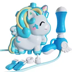 GENERICO - PISTOLA DE AGUA CON CANTIMPLORA UNICORNIO CELESTE - VERANO PLAYA PISCINA