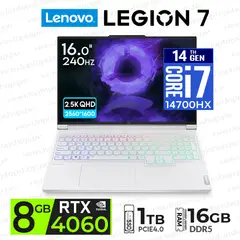 Legion 7 16IRX9, Intel Core i7 14700HX, Ram 16GB, SSD 1Tb, RTX 4060 8GB, 16.0" QHD 2.5k 240Hz