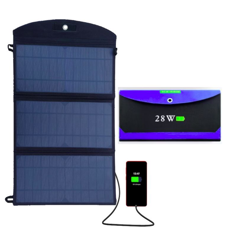 Panel Solar Portatil Plegable 28w Cargador Usb 3 Cuerpos