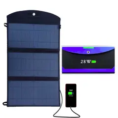 GENERICO - Panel Solar Portatil Plegable 28w Cargador Usb 3 Cuerpos