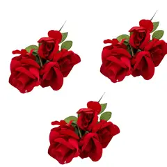 FLORIPA - Pack De 3 Bouquets de Rosas Rojas Terciopelo BG305377 FLORIPASTORE
