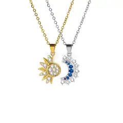 GENERICO - Collar Novios Parejas Sol Luna Regalo San Valentín Acero