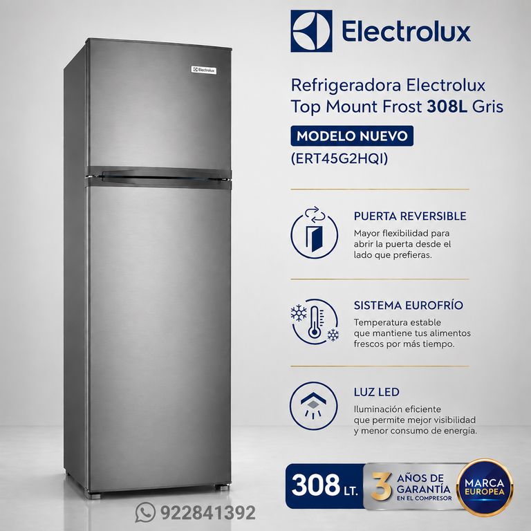 Refrigerador 308 Lt top Freezer Frost ERT45G2HQI Eurofrio
