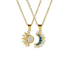 GENERICO - Collar Mamá E Hija Familia Sol Luna Joya Regalo Acero Dorado