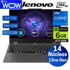 LENOVO - Notebook LOQ 15IRX9 156 FHD IPS Core i7-13650HX 2649GHz 12GB DDR5-4800MHz