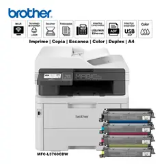 BROTHER - Impresora multifuncional Láser color MFC-L3760CDW Duplex Wifi