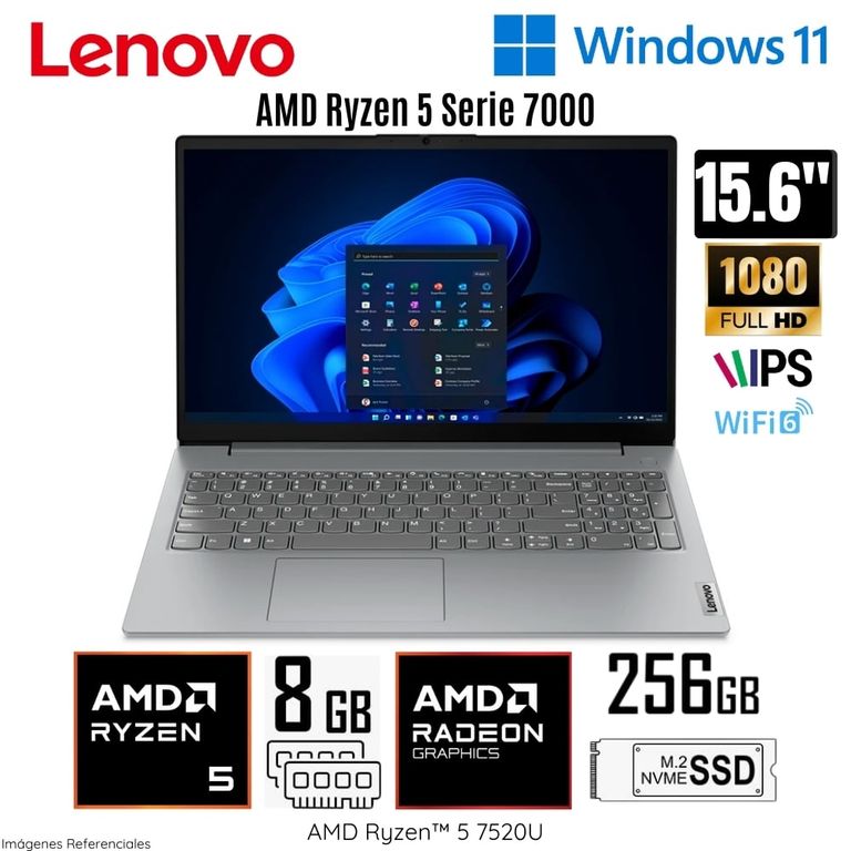 Laptop V15 G4 AMN AMD Ryzen 5 7520U 8GB LPDDR5 RAM 256GB SSD 15.6" FHD 82YU00X6LM