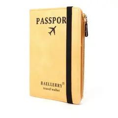 BAELLERRY - Billetera y porta pasaporte de cuero vegano PU K2392