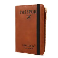 BAELLERRY - Billetera y porta pasaporte de cuero vegano PU K2392