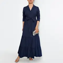 RINODERINA - Vestido Largo Casual Moda Mujer Con Volantes