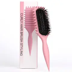 GENERICO - PEINE PARA RIZOS - CURLY HAIR BRUSH ROSA