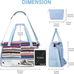 AURELA - DuffleBag - Bolsa deportiva con gran capacidad y neceser para mujer