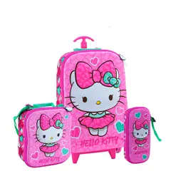 SCOOL - SET MOCHILA HELLO KITTY OFICIO MALETA ESCALADORA NIÑAS FULL 3D