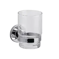 GENERICO - PORTA CEPILLO CROMADO CON VASO DE VIDRIO