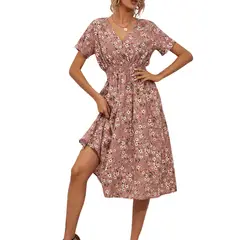 BLWOENS - Vestido casual de para mujeres - Rosa