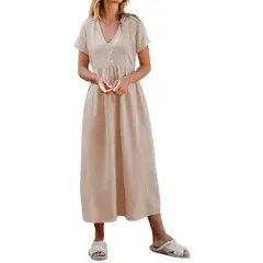 BLWOENS - Vestido casual de para mujeres - Beige