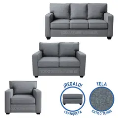 GENERICO - Juego De Sala Reims 3-2-1 Gris Claro + Banqueta