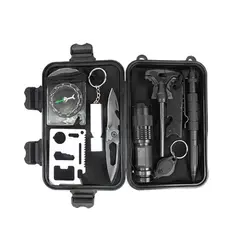 GENERICO - ESTUCHE DE SUPERVIVENCIA CAJA HERRAMIENTAS CAMPING EMERGENCIA 10PIEZAS