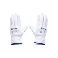 GENERICO - Guantes de Cuero Badana Blanco AS010 TECSEG Talla 9