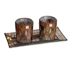 PANADECOR - Plato de Cerámica para Centro de Mesa con Set de 2 Vasos