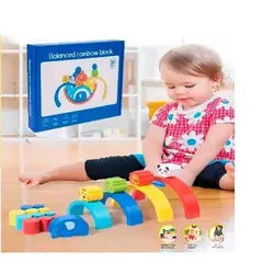 GENERICO - Juguete apilable de madera de arco iris
