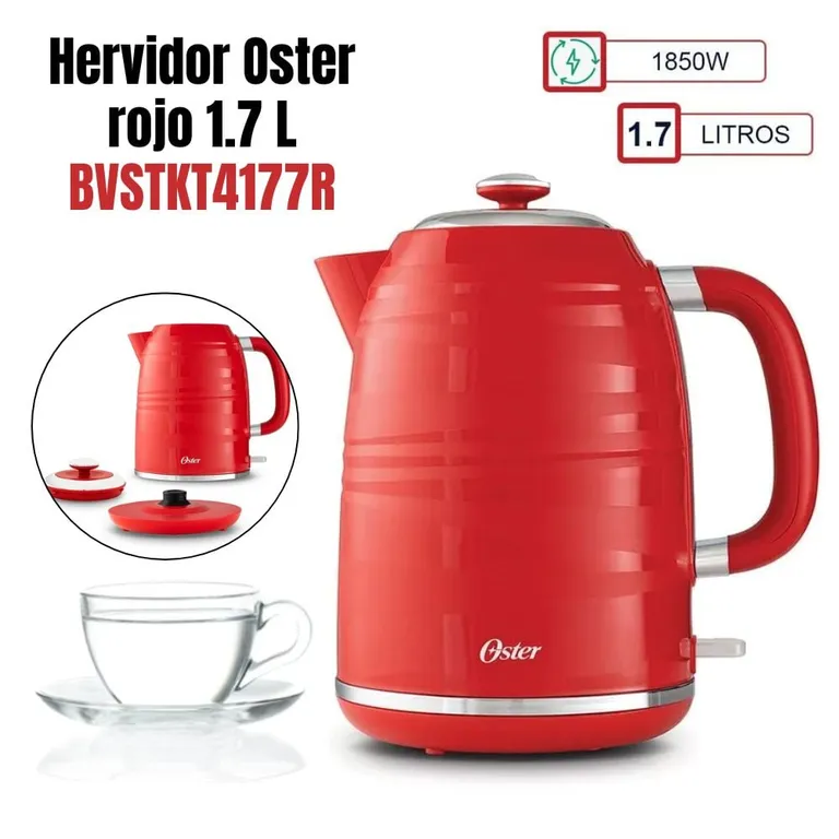 Hervidor Electrico Oster Automatico 1.7 Litros - Rojo
