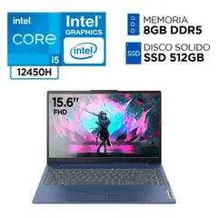 LENOVO - Laptop Intel Core i5 12450H DDR5 8GB 512GB IDEAPAD SLIM 3 12° Gen 15.6” FULL HD WINDOWS 11