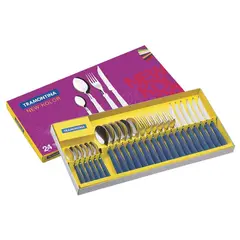 TRAMONTINA - Juego de Cubiertos x 24 Pz New Kolor M/Azul - Acero Inoxidable