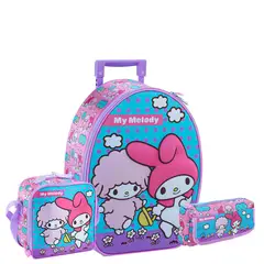 SCOOL - SET MOCHILA MY MELODY OFICIO MALETA RUEDAS NIÑA EVA 3D 3 PIEZAS KAWAII