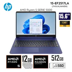 HP - Laptop AMD Ryzen 5 5500U 12GB RAM 512GB SSD 15.6" FHD 15-EF2517LA