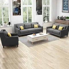 GENERICO - Juego de Sala Barroco 3-2-1 - Gris Claro + 5 Cojines de Regalo