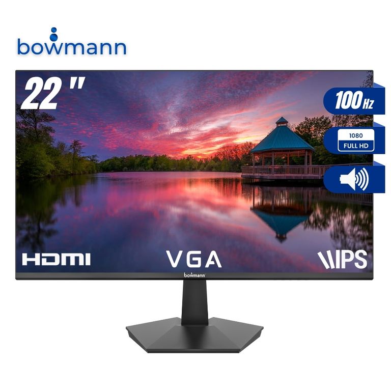 Monitor 22" LED Full HD 100 Hz IPS Slim Sin Bordes con Parlantes Incorporados 1920x1080p BW-22MF