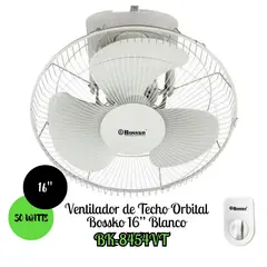 BOSSKO - Ventilador de Techo Orbital 16” Blanco - BK-8454VT