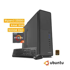 VASTEC - Computadora SILVER AMD Ryzen 3 3200G, 8GB, 500GB SSD, Linux