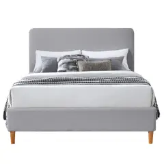 GENERICO - Cama Tapizada Lisa Curvo Gris Claro 1.5 Plz