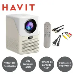 HAVIT - Proyector PJ216A PRO 300 ANSI Lumens 4K 150" HDMI Beige