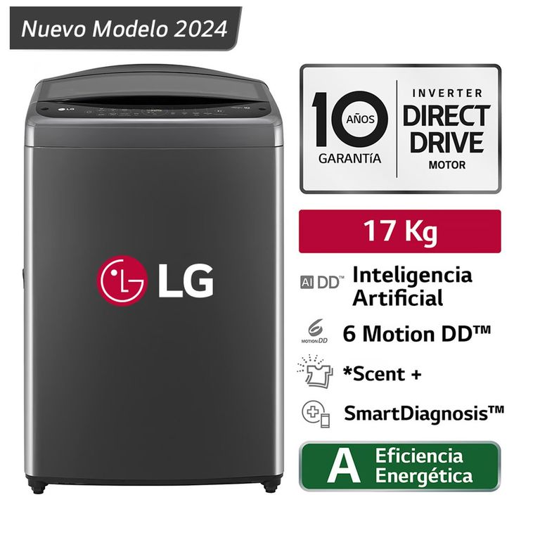 Lavadora 17kg Carga Superior Inteligencia Artificial Negro Claro WT17BV6T