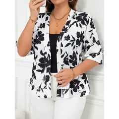 KAST PE - Cardigan mujer Soleil Blanco con estampado Negro - Talla L/XL