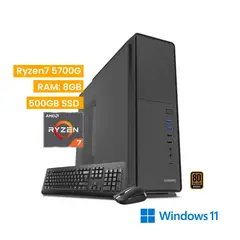 VASTEC - Computadora SILVER AMD Ryzen 7 5700G, 8GB, 500GB SSD, Win 11 Home