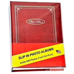 GENERICO - Álbum Para 200 Fotos Tamaño Estándar Color Guinda
