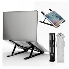 GENERICO - Stand soporte plegable ALUMINO laptop tablet ipad Alt Ajustable Negro