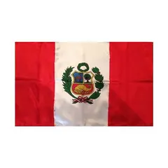 GENERICO - Bandera De Perú 60 Cm X 90cm con Escudo material razo
