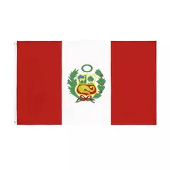 GENERICO - Bandera De Perú 90Cm x 150 cm con Escudo Impreso