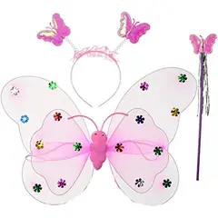 GENERICO - Kit Disfraz de Mariposa Led Rosado