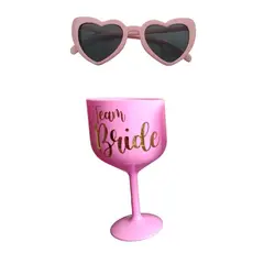 GENERICO - Set copa y lentes rosados team bride despedida de soltera