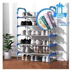 RYBIU IMPORT - Estanteria Zapatera con 5 Casillas Celeste Y+Papel de Regalo