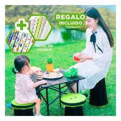 RYBIU IMPORT - Silla para Camping Plegable en Verde Y+Papel de Regalo
